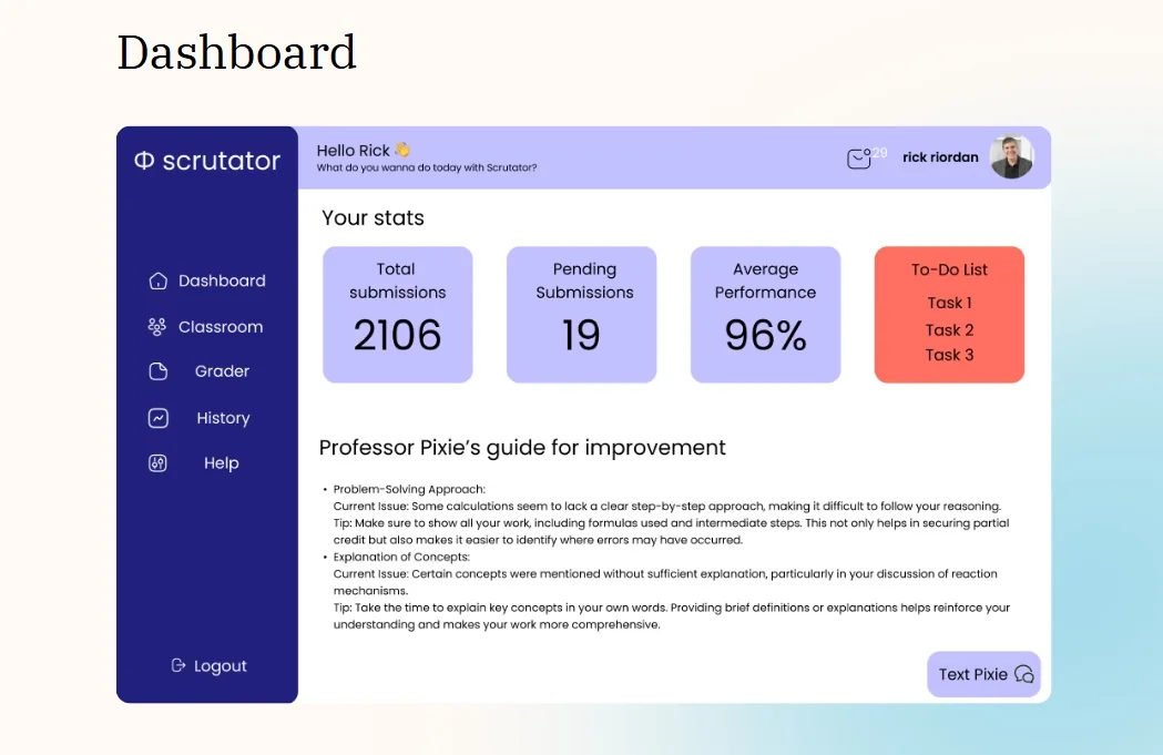Interface preview for the Scrutator exam grader project